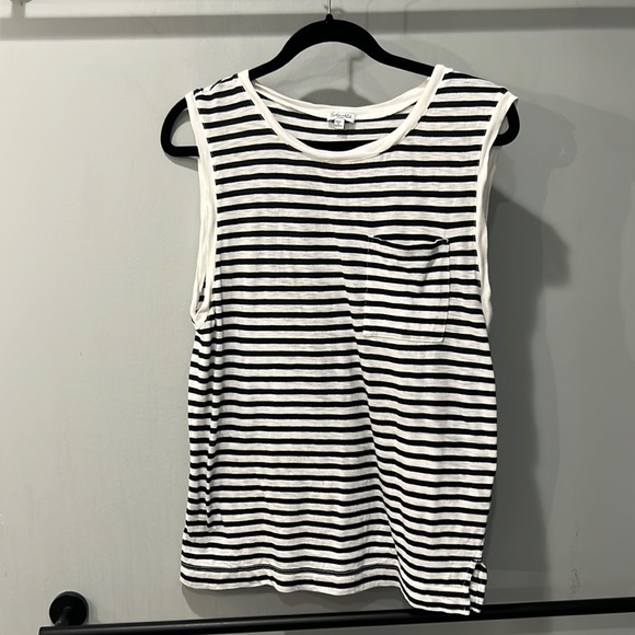 Splendid Black and White Striped Tank Top - Picture 1 of 6